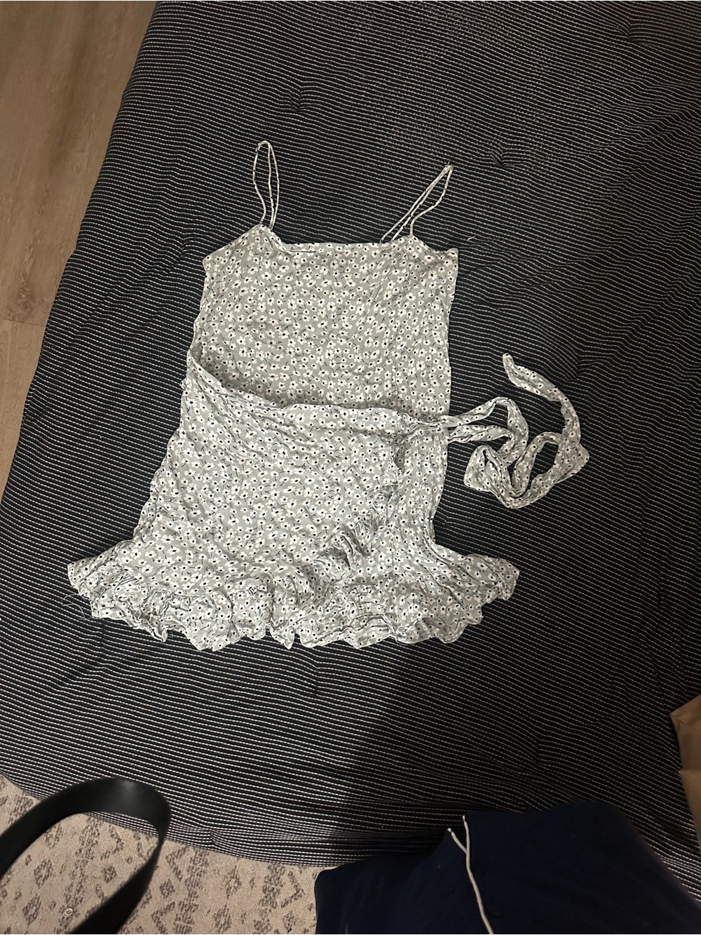Free People White Floral Ruffle-Hem Cami Dress